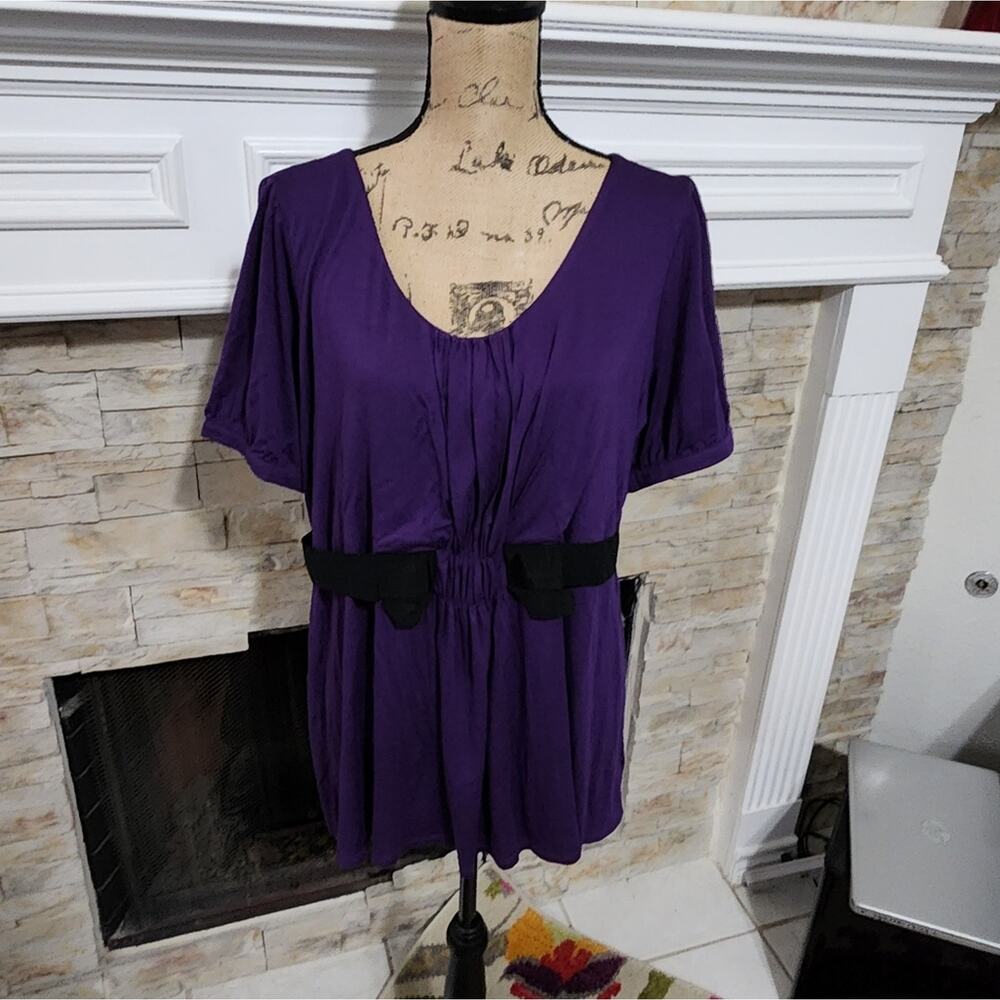 Carson Kressley black and purple belted tunic plus‎ size 1X new!!!
